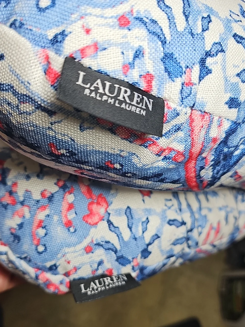 Lauren Ralph Lauren Blue & Pink Paisley Quilted Indoor/Outdoor Cushion Set